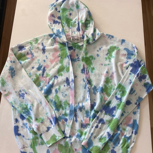 Host Pick! 27 Miles Malibu The Garcelle Hoodie Bermuda Tie Dye Small Blue/Green - Picture 2 of 6